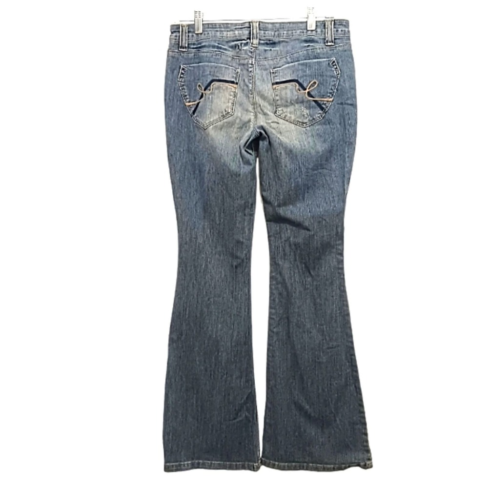 Y2K Flared Jeans Bell Flare Acid Wash Medium Blue Boho Bohemian Festival Vntg 7 - Picture 10 of 14